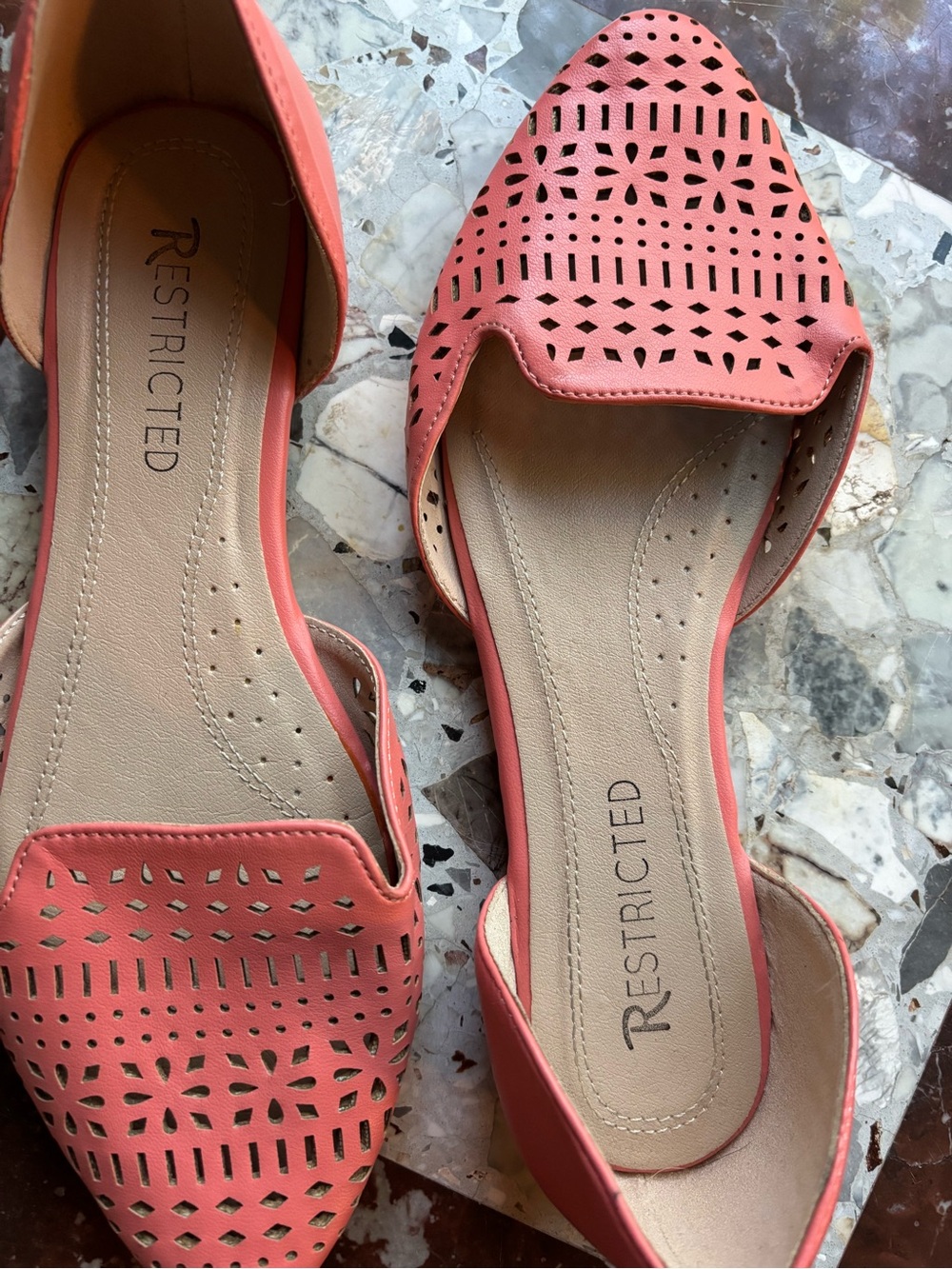 Restricted Coral Cutout D'Orsay Flats